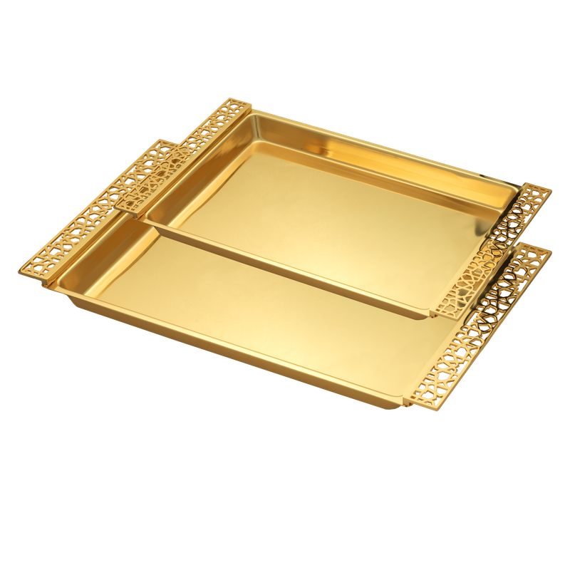 Toferi set from Al Saif - 2 pieces / Elegant design in golden color / Ideal for serving hospitality and drinks in a luxurious style / Adds a sophisticated touch to serving tables on all occasions