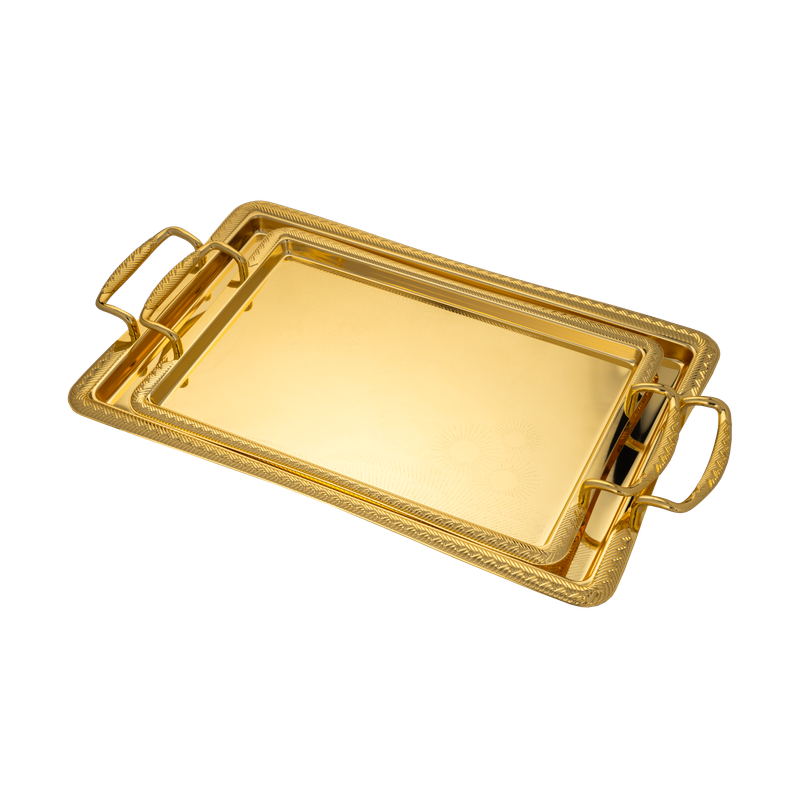 Toferi set from Al Saif - 2 pieces / Elegant design in golden color / Ideal for serving hospitality and drinks in a luxurious style / Adds a sophisticated touch to serving tables on all occasions