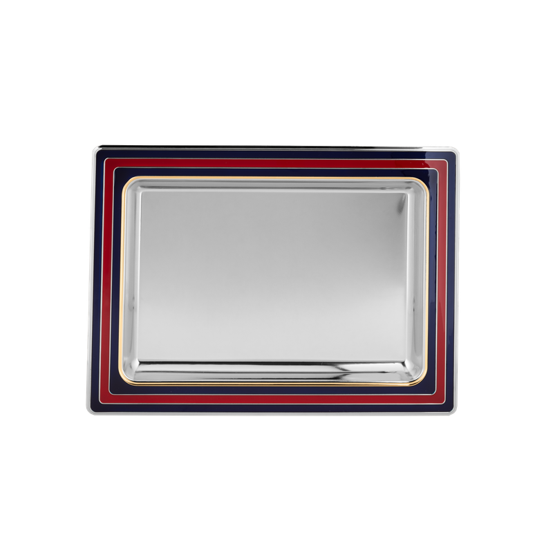 طقم طوفريه مستطيل من السيف – 2 قطعة / تصميم دائري أنيق بلون نيكل ذهبي جذاب / مثالي لتقديم القهوة والضيافة بطريقة راقية / خامات عالية الجودة تضيف لمسة فخمة للمناسبات والمجالس