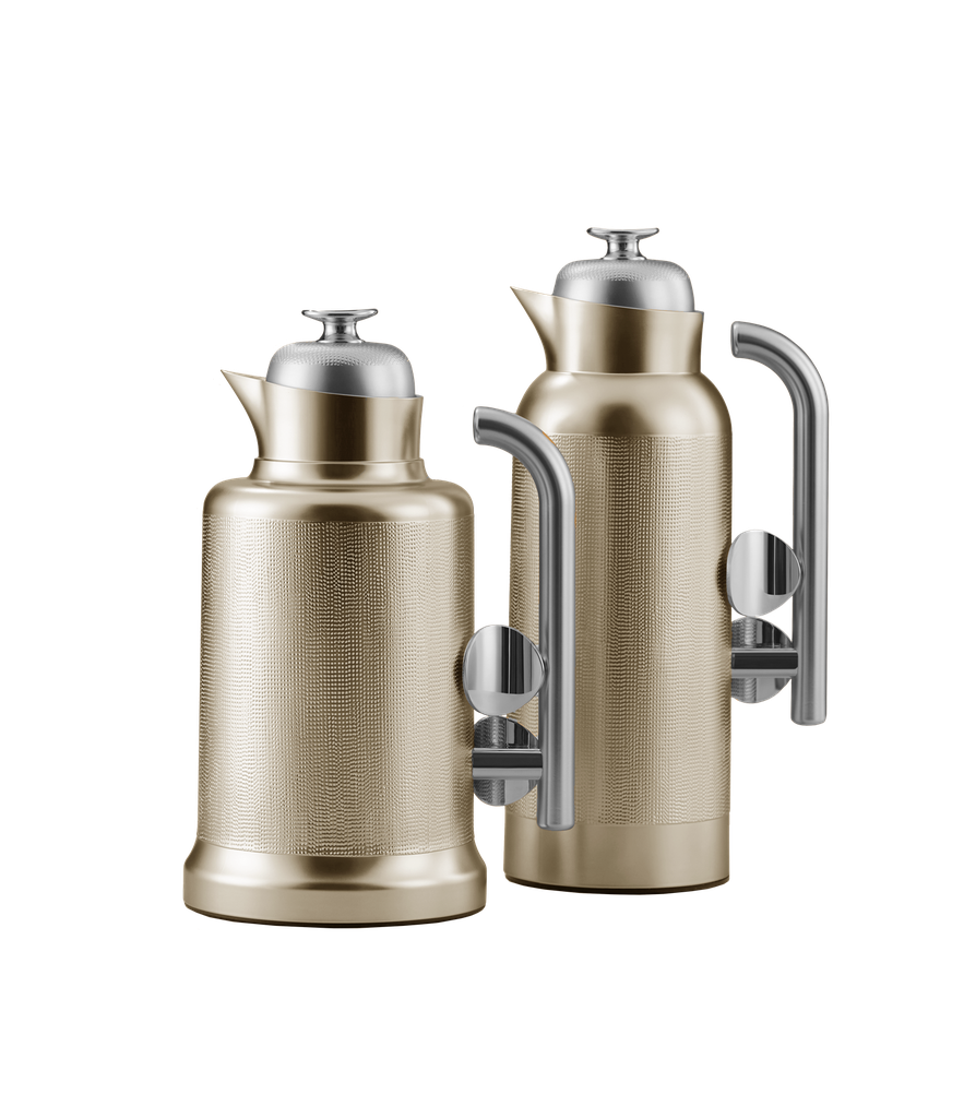 Sandra two-piece coffee and tea set from Al Saif / elegant design to suit all tastes / size 1.0/0.75 liters - matte nickel