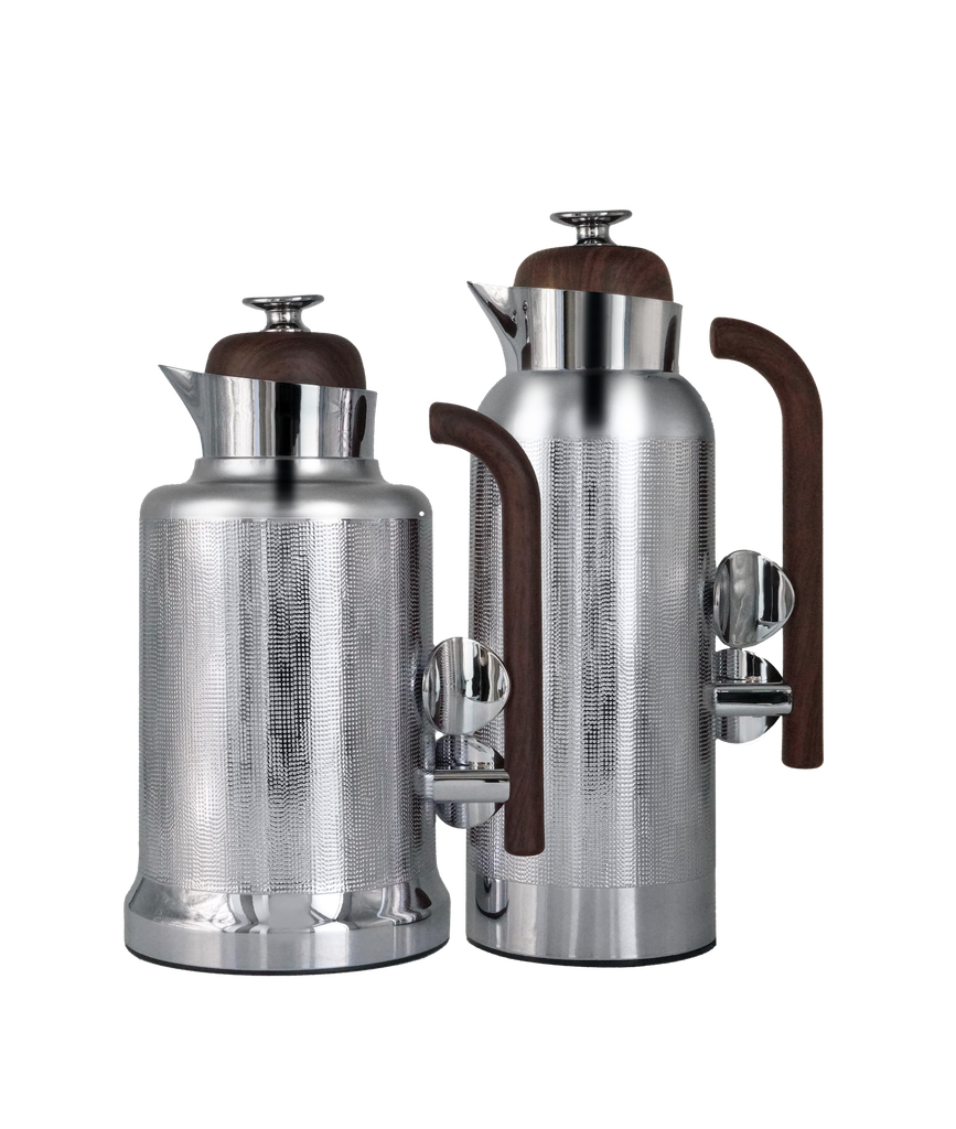 Sandra two-piece coffee and tea set from Al Saif / elegant design to suit all tastes / size 1.0/0.75 liters - wooden chrome