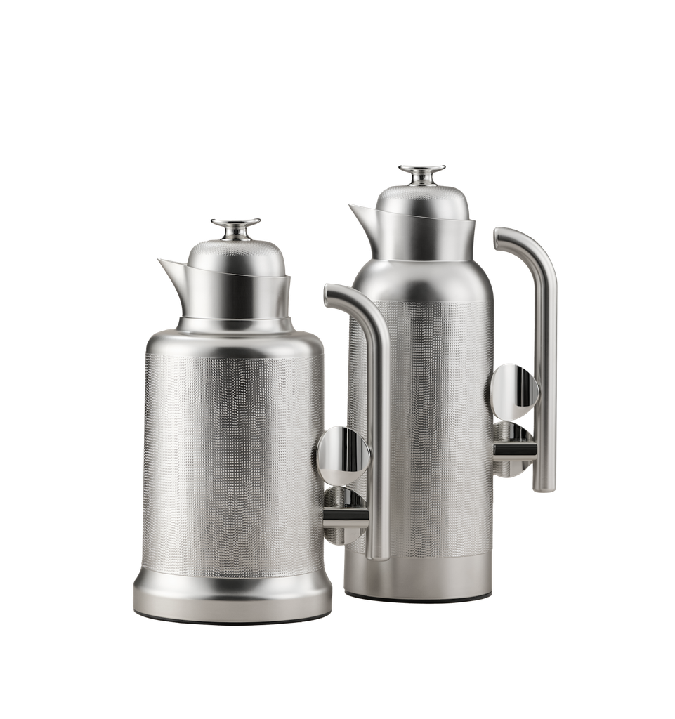Sandra two-piece coffee and tea set from Al Saif / elegant design to suit all tastes / size 1.0/0.75 liters - matte chrome