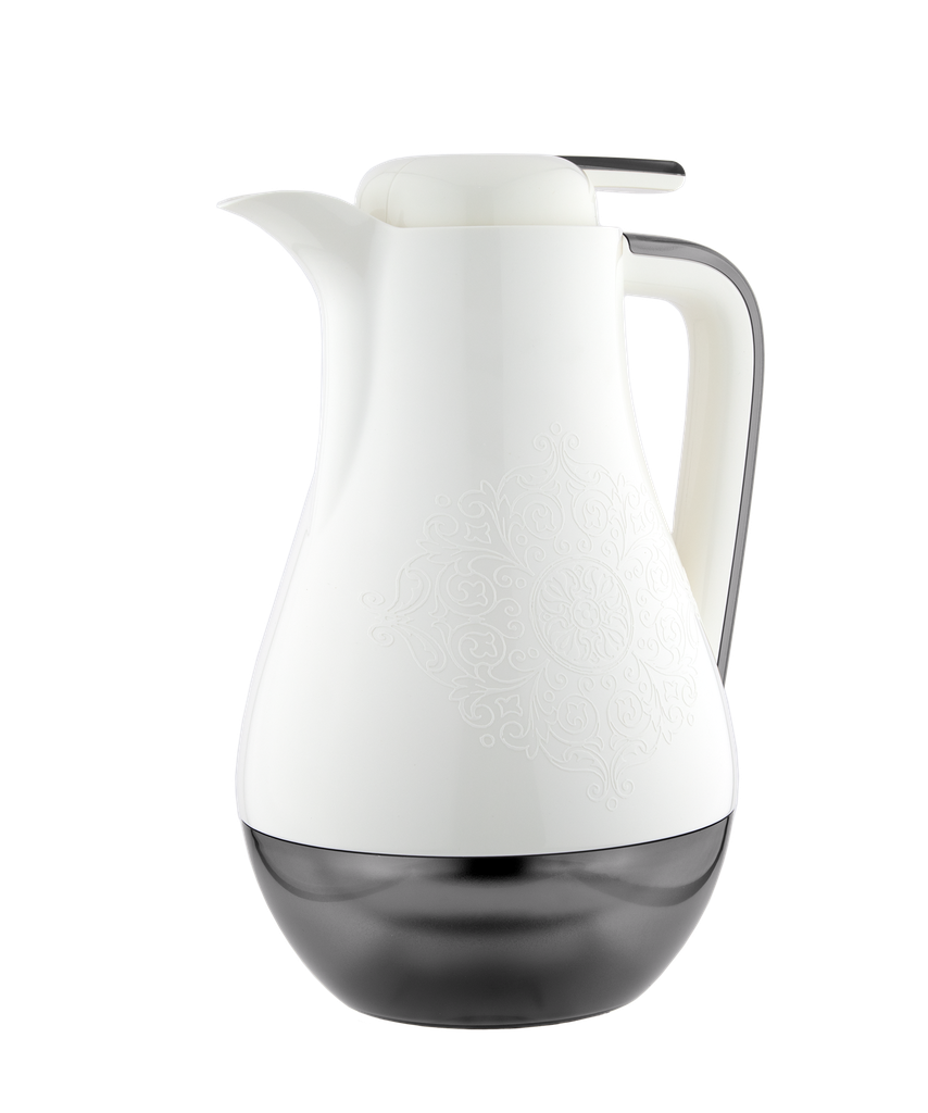 Italian thermos for coffee and tea from Enjoy / Elegant design that suits all tastes / Made to maintain the heat of drinks for long hours - pearl gray