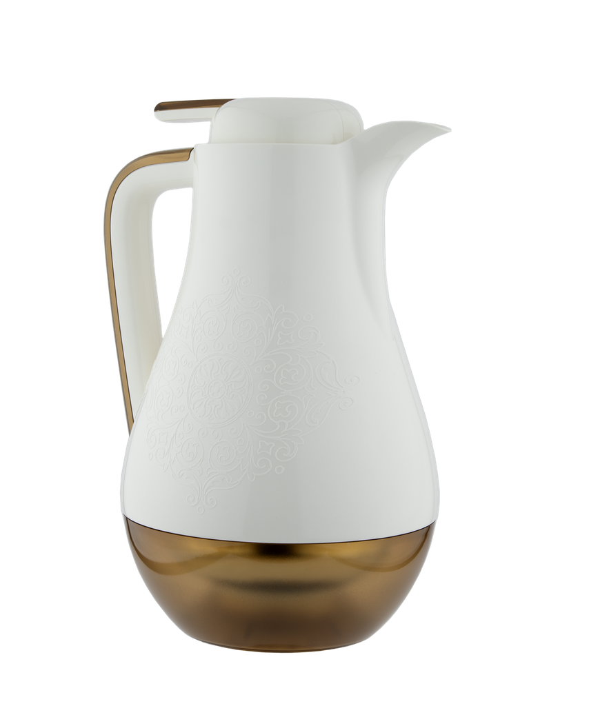 Italian thermos for coffee and tea from Enjoy / Elegant design that suits all tastes / Made to maintain the heat of drinks for long hours - pearl/gold