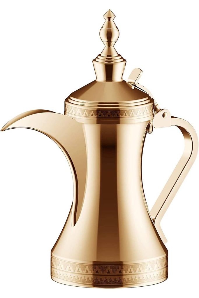 Dallah from Al Saif, size 48 ounces, with an elegant traditional design, ideal for preparing and serving Arabic coffee, golden colour