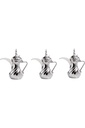 3 Traditionally made Dalal set from Al Saif, new for preparing Arabic coffee, in silver colour