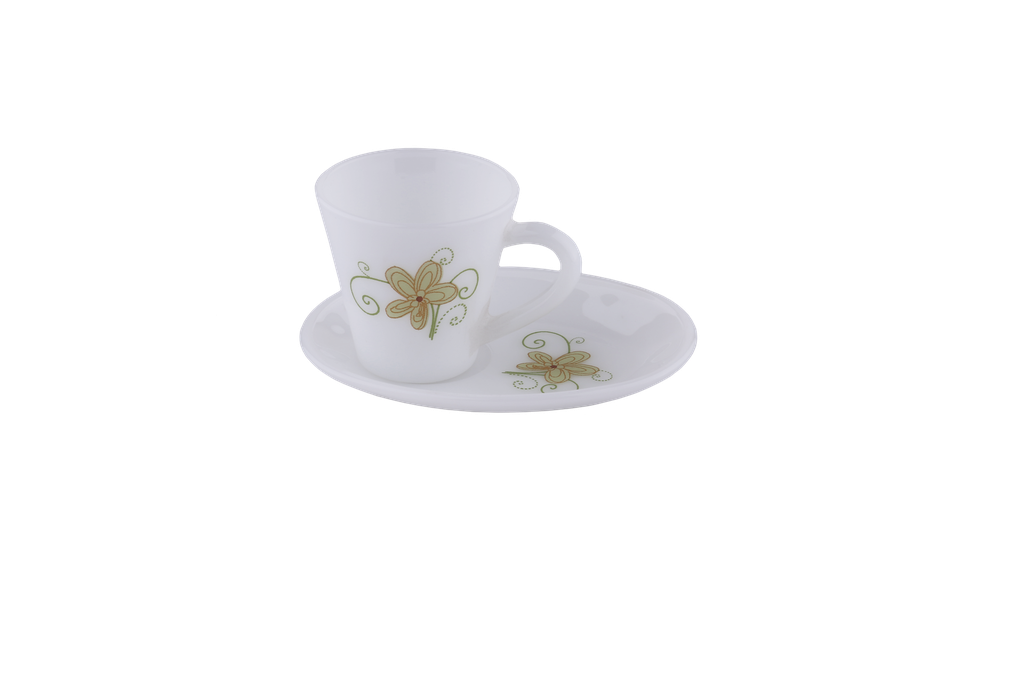 A set of Turkish coffee cups of 12 pieces with serving plates from Al Saif - small - fourth pattern