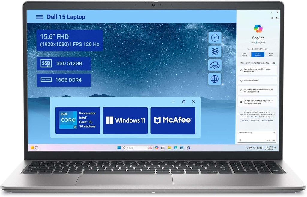 NBK DELL DC15250 I5–1334U 8GB 512GB 15.6 DOS