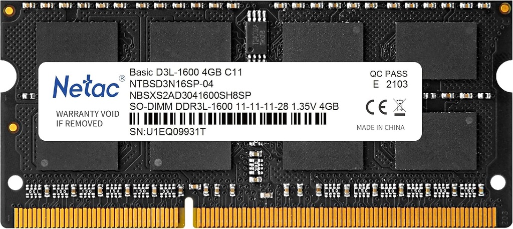 ذاكرة الوصول العشوائي NETAC NB SO DDR3L–1600 4G C11