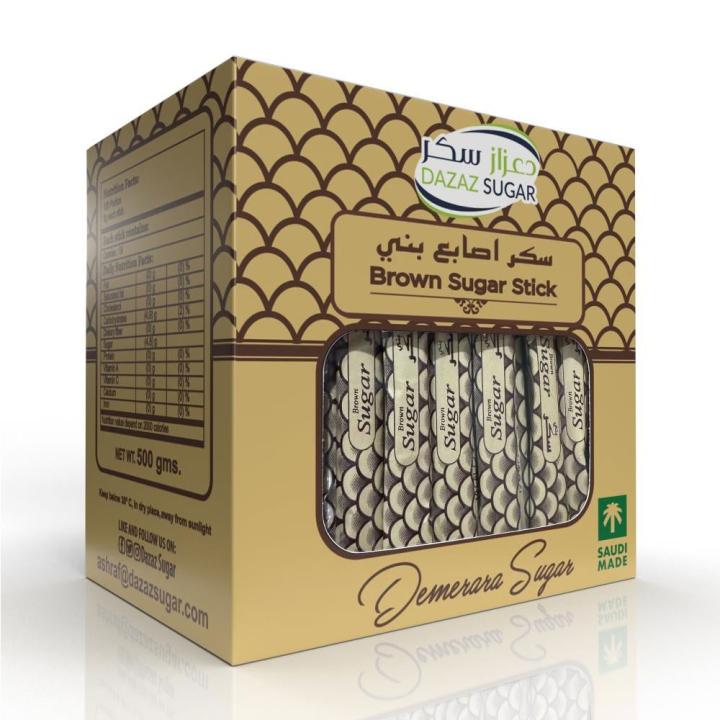 دعزاز سكر بني عبوة 100 ظرف - 5 جم