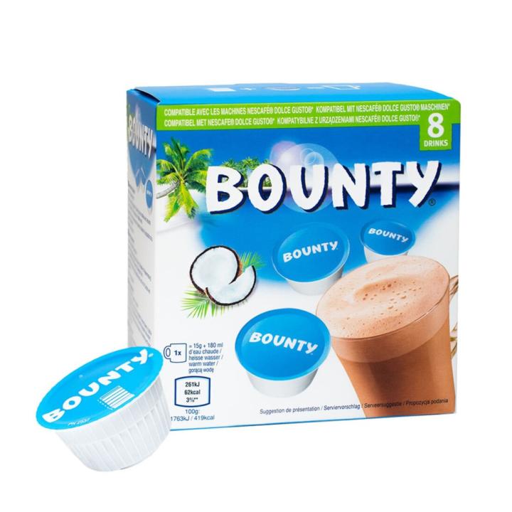 Bounty Hot Chocolate Capsules - Compatible with Dolce Gusto Machines 8 Capsules - Imported