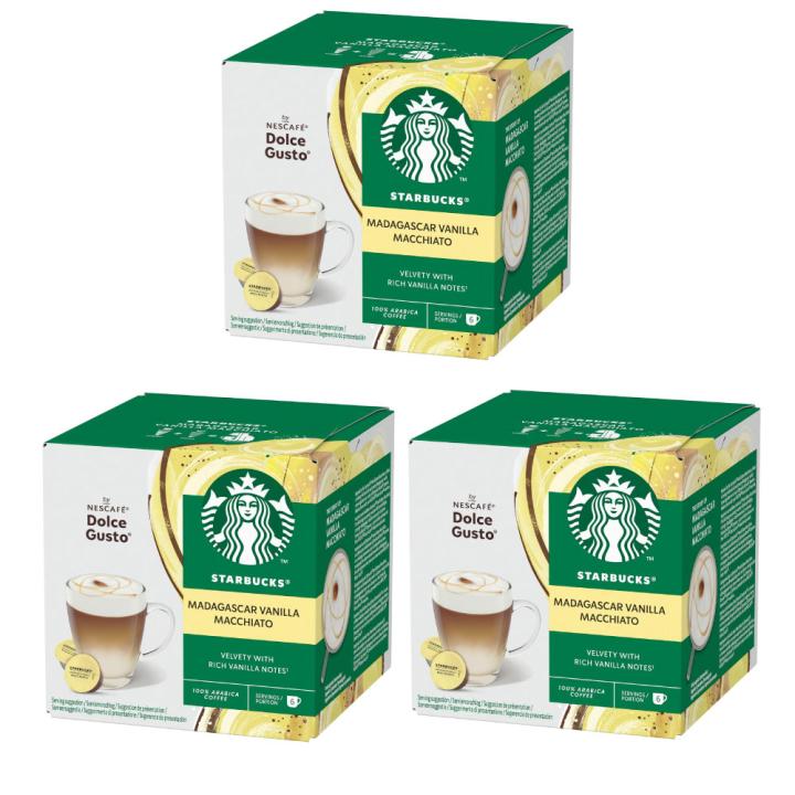 Starbucks Madagascar Vanilla Macchiato Coffee Capsules - Compatible with Dolce Gusto Machines - 3 Packs - Imported