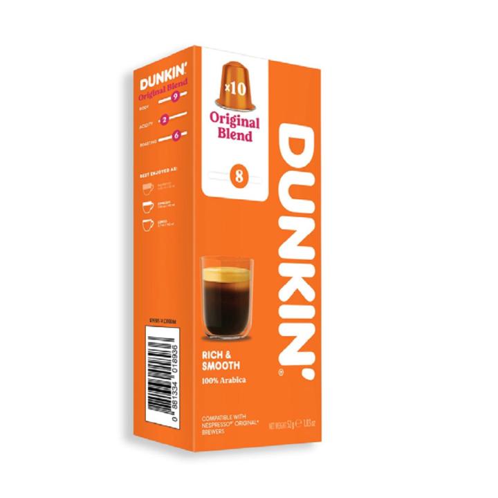 Dunkin Original Coffee Capsules 10 Capsules - Compatible with Nespresso Machines