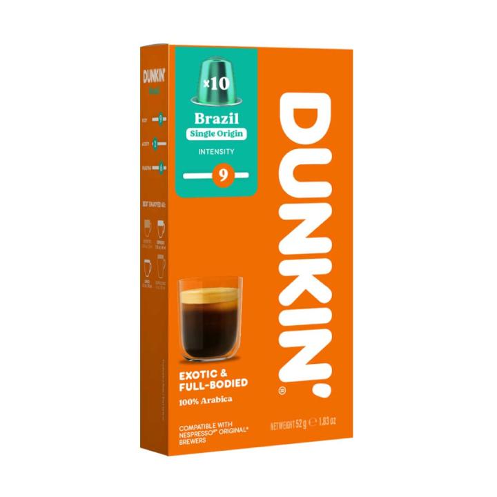 Dunkin Brazil Blend Coffee Capsules 10 Capsules - Compatible with Nespresso Machines