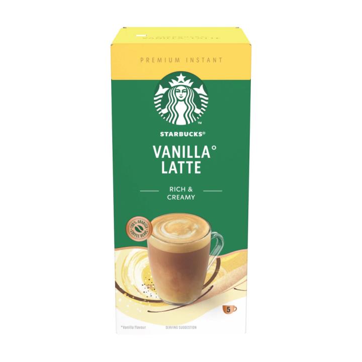 Starbucks Vanilla Latte Instant Coffee Bags - 5 Cups - Imported