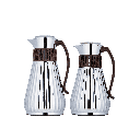 طقم ترمس عزة للقهوة والشاي قطعتين من السيف سعة 1.0/0.7 لتر / تصميم أنيق يناسب جميع الأذواق / مصنوع للحفاظ على حرارة - كروم يد خشب