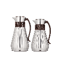 طقم ترمس عزة للقهوة والشاي قطعتين من السيف سعة 1.0/0.7 لتر / تصميم أنيق يناسب جميع الأذواق / مصنوع للحفاظ على حرارة - نيكل مطفي يد خشب