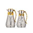 طقم ترمس عزة للقهوة والشاي قطعتين من السيف سعة 1.0/0.7 لتر / تصميم أنيق يناسب جميع الأذواق / مصنوع للحفاظ على حرارة - نيكل ذهبي مطفي