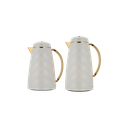 طقم ترمس رفيف للقهوة والشاي قطعتين من السيف سعة 1.0/0.7 لتر / تصميم أنيق يناسب جميع الأذواق / مصنوع للحفاظ على حرارة المشروبات لساعات طويلة - لؤلؤي مذهب