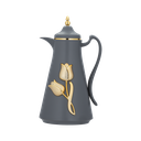 ترمس قهوة او شاي من ديفا / تصميم أنيق يناسب جميع الأذواق سعه 1 لتر - رمادي غامق/ ذهبي