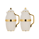 طقم ترمس قهوة وشاي من قطعتين من ديفا / تصميم أنيق يناسب جميع الأذواق سعه 0.7/1.0 لتر  - عاجي/ذهبي