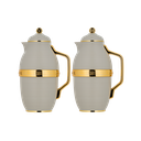 طقم ترمس قهوة وشاي من قطعتين من ديفا / تصميم أنيق يناسب جميع الأذواق سعه 0.7/1.0 لتر  - رمادي/ذهبي