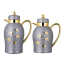 طقم عتيقة للقهوة وشاي قطعتين من السيف / تصميم أنيق يناسب جميع الأذواق / مصنوع للحفاظ على حرارة المشروبات لساعات طويلة / مثالي للاستخدام اليومي في المنزل أو المكتب / متعدد الالوان - رمادي غامق/ ذهبي