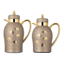 طقم عتيقة للقهوة وشاي قطعتين من السيف / تصميم أنيق يناسب جميع الأذواق / مصنوع للحفاظ على حرارة المشروبات لساعات طويلة / مثالي للاستخدام اليومي في المنزل أو المكتب / متعدد الالوان - بني/ذهبي