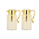 طقم فخامة للقهوة وشاي قطعتين من السيف / تصميم أنيق يناسب جميع الأذواق / مصنوع للحفاظ على حرارة المشروبات لساعات طويلة / مثالي للاستخدام اليومي في المنزل أو المكتب / متعدد الالوان - عاجي/ذهبي