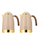 طقم ندى للقهوة وشاي قطعتين من السيف / تصميم أنيق يناسب جميع الأذواق / مصنوع للحفاظ على حرارة المشروبات لساعات طويلة - بني/ذهبي