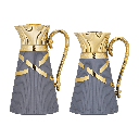 طقم نغم للقهوة وشاي قطعتين من السيف / تصميم أنيق يناسب جميع الأذواق / مصنوع للحفاظ على حرارة المشروبات لساعات طويلة / مثالي للاستخدام اليومي في المنزل أو المكتب / متعدد الالوان - رمادي غامق/ ذهبي