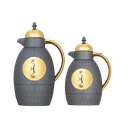 طقم لمسة للقهوة وشاي قطعتين من السيف / تصميم أنيق يناسب جميع الأذواق / مصنوع للحفاظ على حرارة المشروبات لساعات طويلة / مثالي للاستخدام اليومي في المنزل أو المكتب / متعدد الالوان - رمادي غامق/ ذهبي