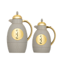 طقم لمسة للقهوة وشاي قطعتين من السيف / تصميم أنيق يناسب جميع الأذواق / مصنوع للحفاظ على حرارة المشروبات لساعات طويلة / مثالي للاستخدام اليومي في المنزل أو المكتب / متعدد الالوان - رمادي/ذهبي