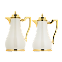 طقم ترمس شدن للقهوة وشاي قطعتين من السيف سعة 1.0/0.7 لتر / تصميم أنيق يناسب جميع الأذواق / مصنوع للحفاظ على حرارة المشروبات لساعات طويلة - 1.0/0.75 لتر - عاجي / ذهبي