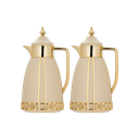 طقم شادن للقهوة وشاي قطعتين من السيف / تصميم أنيق يناسب جميع الأذواق / مصنوع للحفاظ على حرارة المشروبات لساعات طويلة / مثالي للاستخدام اليومي في المنزل أو المكتب / متعدد الالوان - بيج