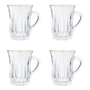 بياله شاي 4 قطع من السيف 120مل شفاف - ذهبي - النقشة الاولى