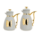 طقم تولين للقهوة وشاي قطعتين من السيف / تصميم أنيق يناسب جميع الأذواق / مصنوع للحفاظ على حرارة المشروبات لساعات طويلة / مثالي للاستخدام اليومي في المنزل أو المكتب / متعدد الالوان - رمادي/ذهبي