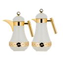 طقم جويلا للقهوة وشاي قطعتين من السيف / تصميم أنيق يناسب جميع الأذواق / مصنوع للحفاظ على حرارة المشروبات لساعات طويلة / مثالي للاستخدام اليومي في المنزل أو المكتب / متعدد الالوان - عاجي/ذهبي