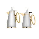 طقم هتان للقهوة وشاي قطعتين من السيف / تصميم أنيق يناسب جميع الأذواق / مصنوع للحفاظ على حرارة المشروبات لساعات طويلة / مثالي للاستخدام اليومي في المنزل أو المكتب / متعدد الالوان - نيكل مطفي/ذهبي