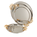 طقم طوفرية دائري من السيف – 3 قطع / تصميم كلاسيكي بلون نيكل ذهبي / مثالي لتقديم القهوة والحلويات والضيافة بأسلوب عملي وراقي / مناسب للاستخدام اليومي والمناسبات الخاصة