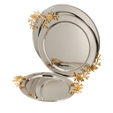 طقم طوفرية دائري من السيف – 3 قطع / تصميم كلاسيكي بلون نيكل ذهبي / مثالي لتقديم القهوة والحلويات والضيافة بأسلوب عملي وراقي / مناسب للاستخدام اليومي والمناسبات الخاصة