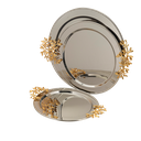 طقم طوفرية دائري من السيف – 3 قطع / تصميم كلاسيكي بلون نيكل ذهبي / مثالي لتقديم القهوة والحلويات والضيافة بأسلوب عملي وراقي / مناسب للاستخدام اليومي والمناسبات الخاصة