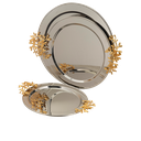 طقم طوفرية دائري من السيف – 3 قطع / تصميم كلاسيكي بلون نيكل ذهبي / مثالي لتقديم القهوة والحلويات والضيافة بأسلوب عملي وراقي / مناسب للاستخدام اليومي والمناسبات الخاصة