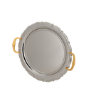 طقم طوفرية دائري من السيف – 3 قطع / تصميم كلاسيكي بلون نيكل ذهبي / مثالي لتقديم القهوة والحلويات والضيافة بأسلوب عملي وراقي / مناسب للاستخدام اليومي والمناسبات الخاصة