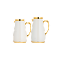 طقم ترمس هاندا للقهوة وشاي قطعتين من السيف سعة 1.0/0.7 لتر / تصميم أنيق يناسب جميع الأذواق / مصنوع للحفاظ على حرارة المشروبات لساعات طويلة - 1.0/0.75 لتر - عاجي / ذهبي