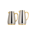 طقم ترمس هاندا للقهوة وشاي قطعتين من السيف سعة 1.0/0.7 لتر / تصميم أنيق يناسب جميع الأذواق / مصنوع للحفاظ على حرارة المشروبات لساعات طويلة - 1.0/0.75 لتر - نيكل/ذهبي