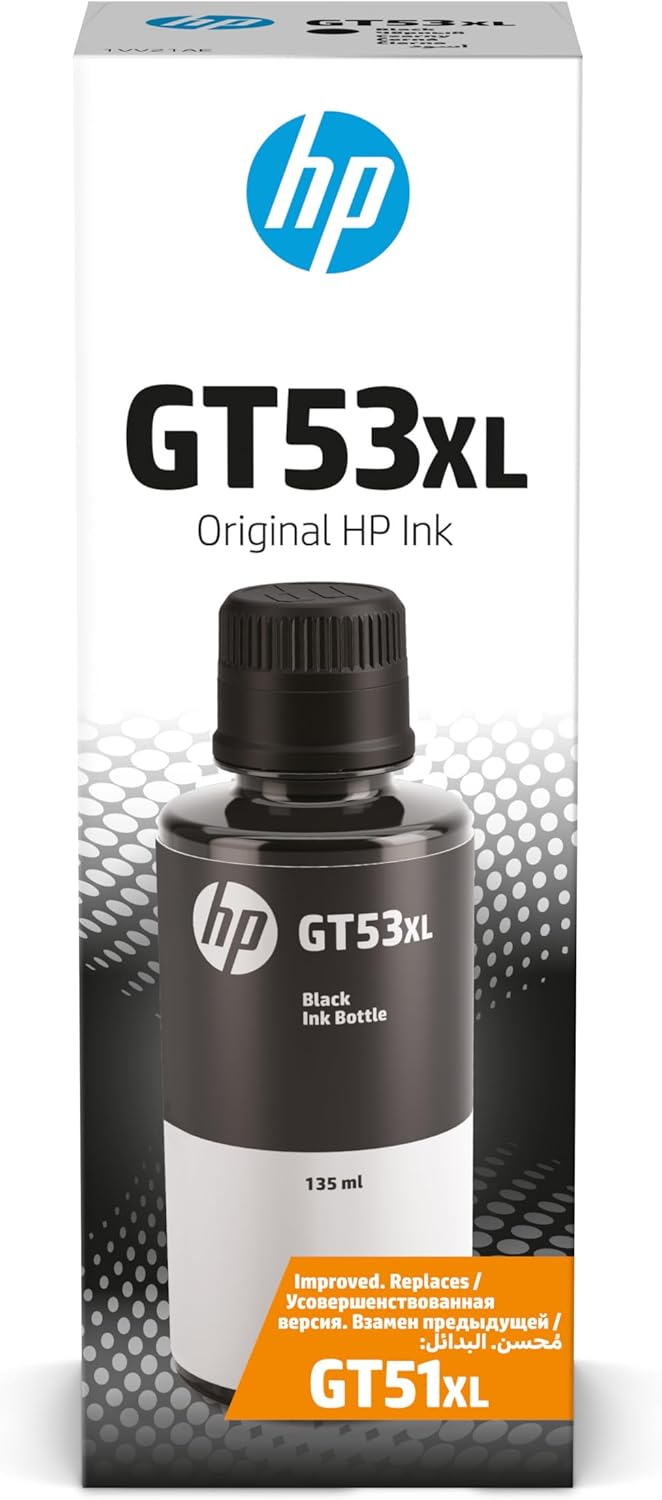 حبر HP GT53XL سعة 135 مل زجاجة أصلية سوداء 1VV21AE