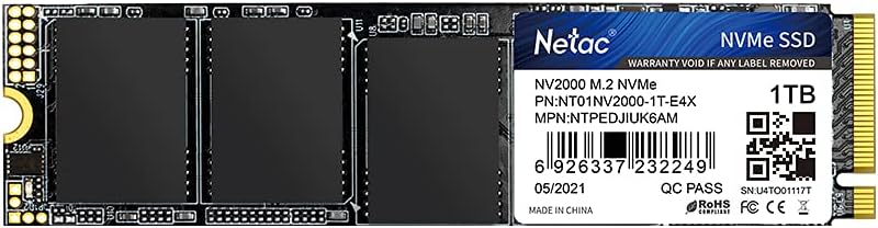 NETAC SSD NV2000 M2 2280 NVMe  1 تيرابايت PCLs
