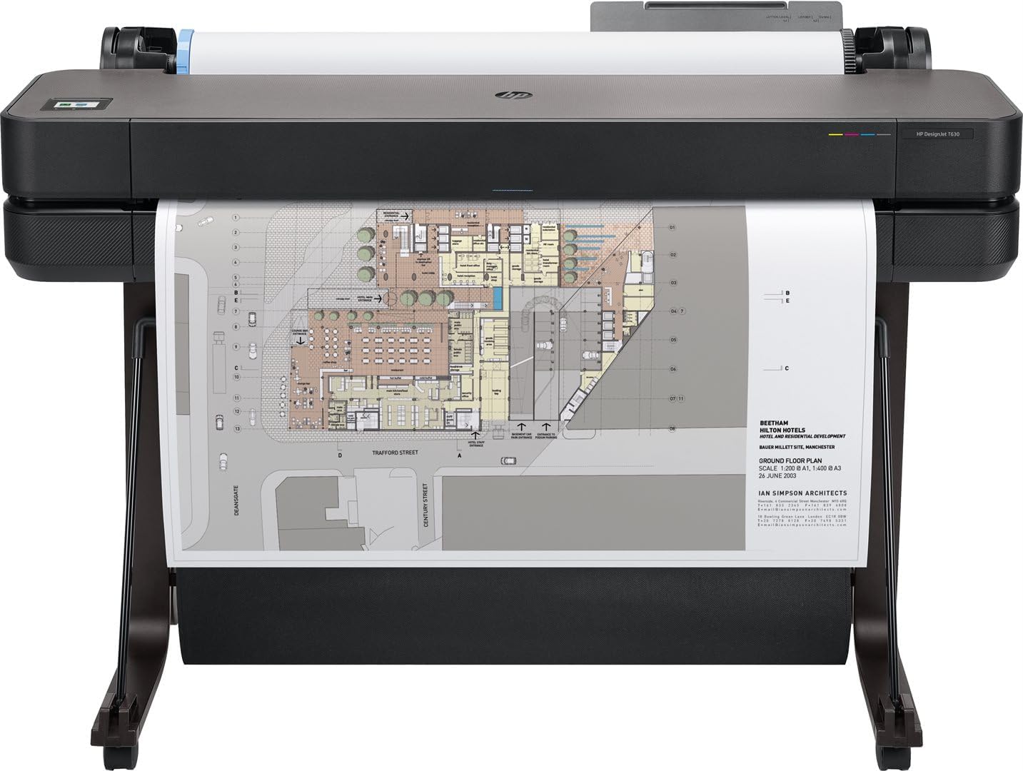 PLOTTER HP DESINGJET T630 36" 5HB11A - طابعة اتش بي ديزاينجيت T630 كبيرة الحجم 36 انش حتى A0 طباعة بالجوال WIFI جيجابت ايثرنت USB 20  5HB11A لون اسود ورق/لفة حقن للحبر